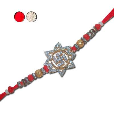 "AMERICAN DIAMOND (AD) RAKHI -AD 4250 A- 006(Single Rakhi) - Click here to View more details about this Product
